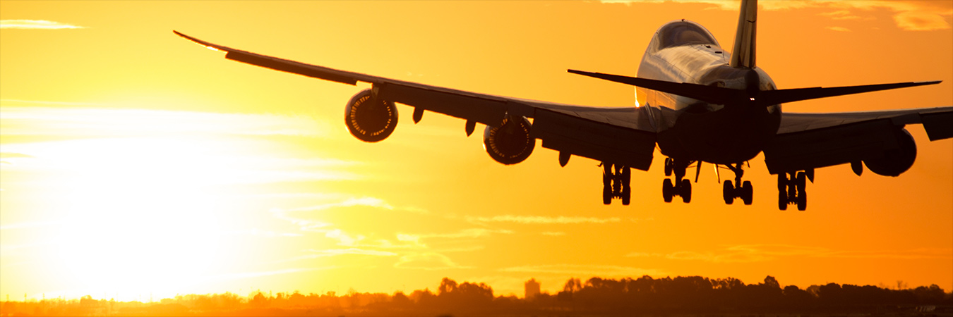 Airliner at sunset
